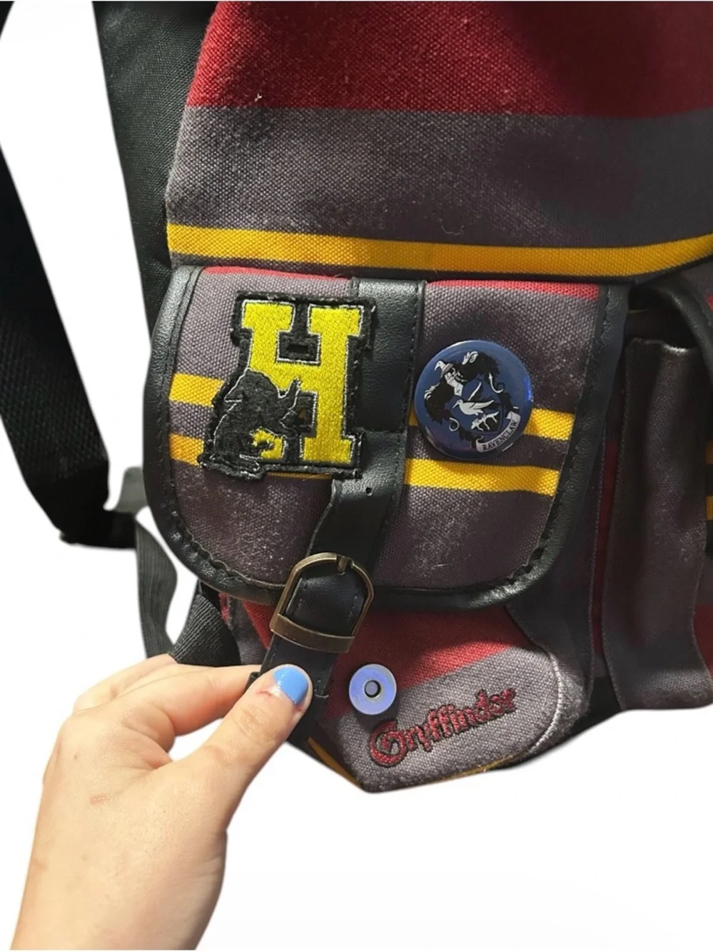 Bioworld Harry Potter Hogwarts Houses Canvas Backpack W Patches And Pins